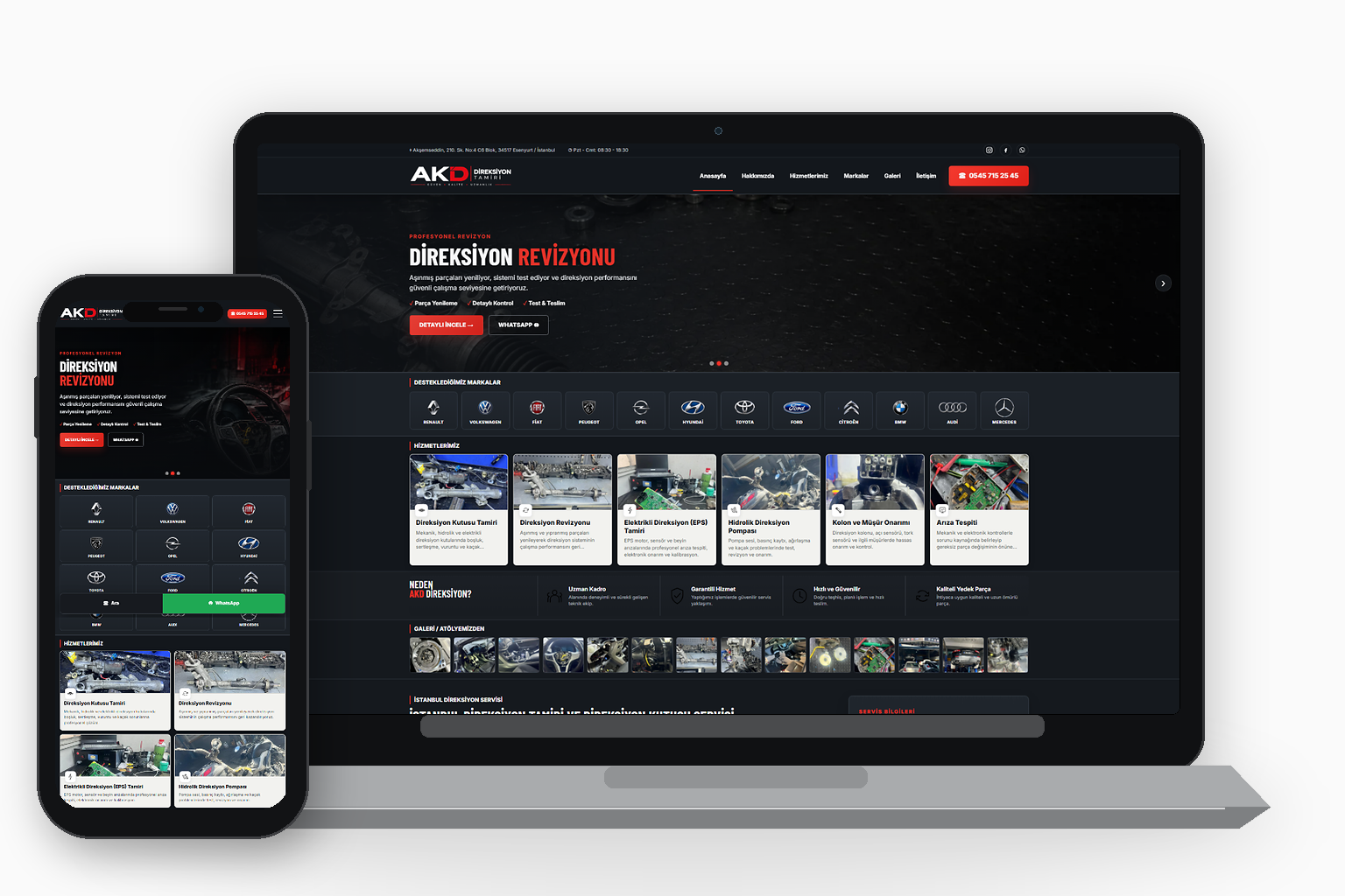 AKD Direksiyon web sitesi masaüstü ve mobil görünümü