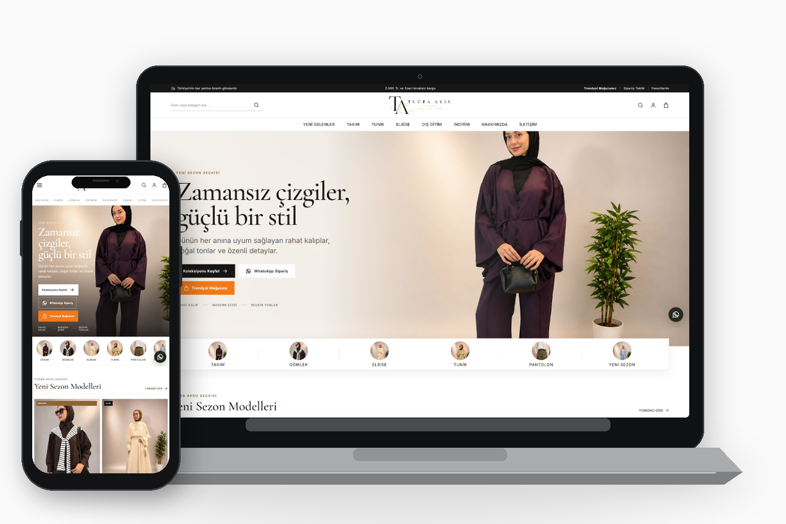 Tuğba Aksu Collection web sitesi masaüstü ve mobil görünümü