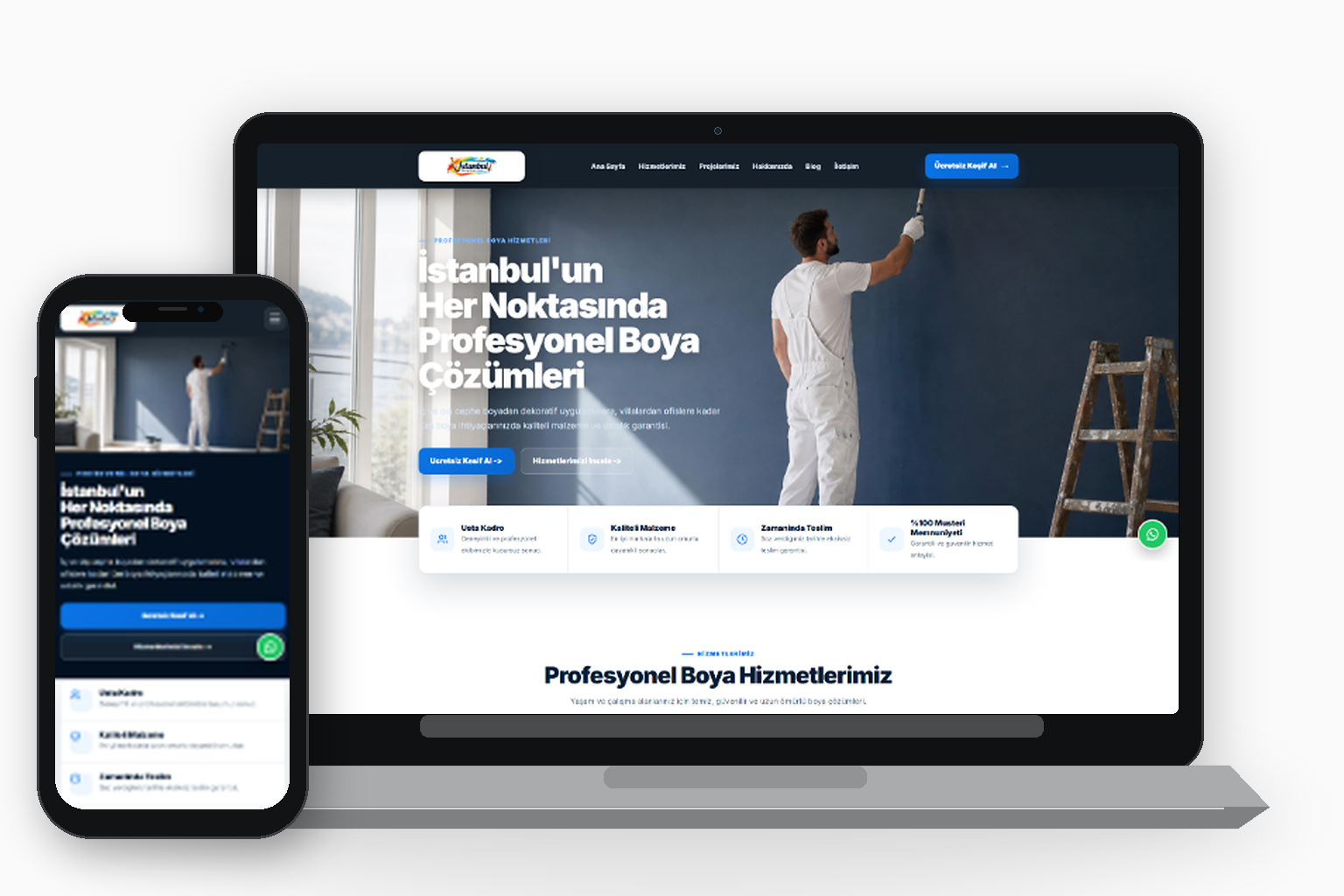 İstanbul Profesyonel Boya web sitesi masaüstü ve mobil görünümü