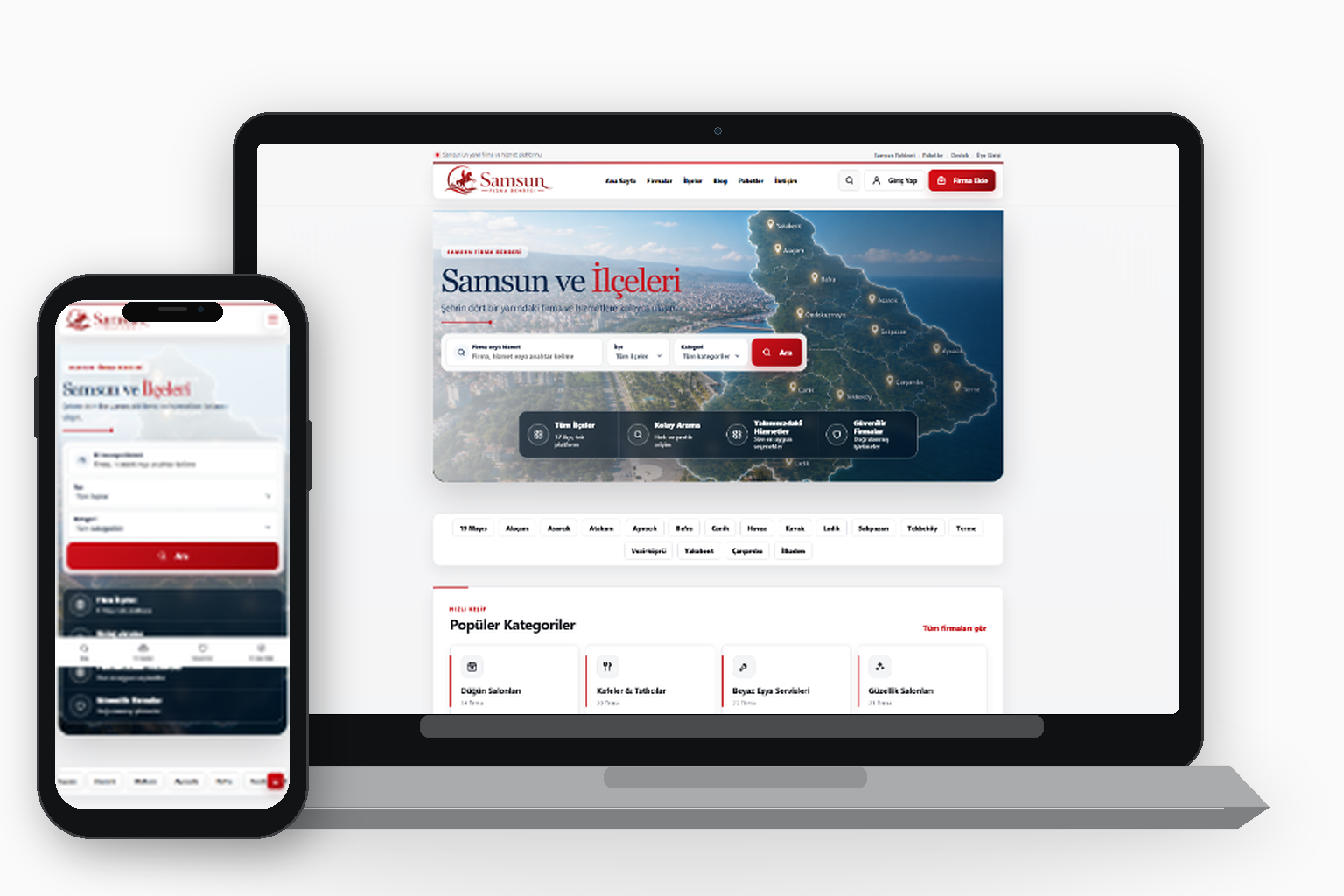 Samsun Firma Rehberi web sitesi masaüstü ve mobil görünümü