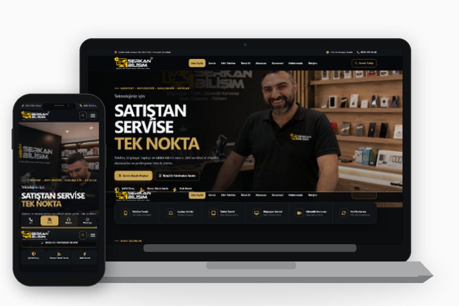 Serkan Bilişim web sitesi masaüstü ve mobil görünümü