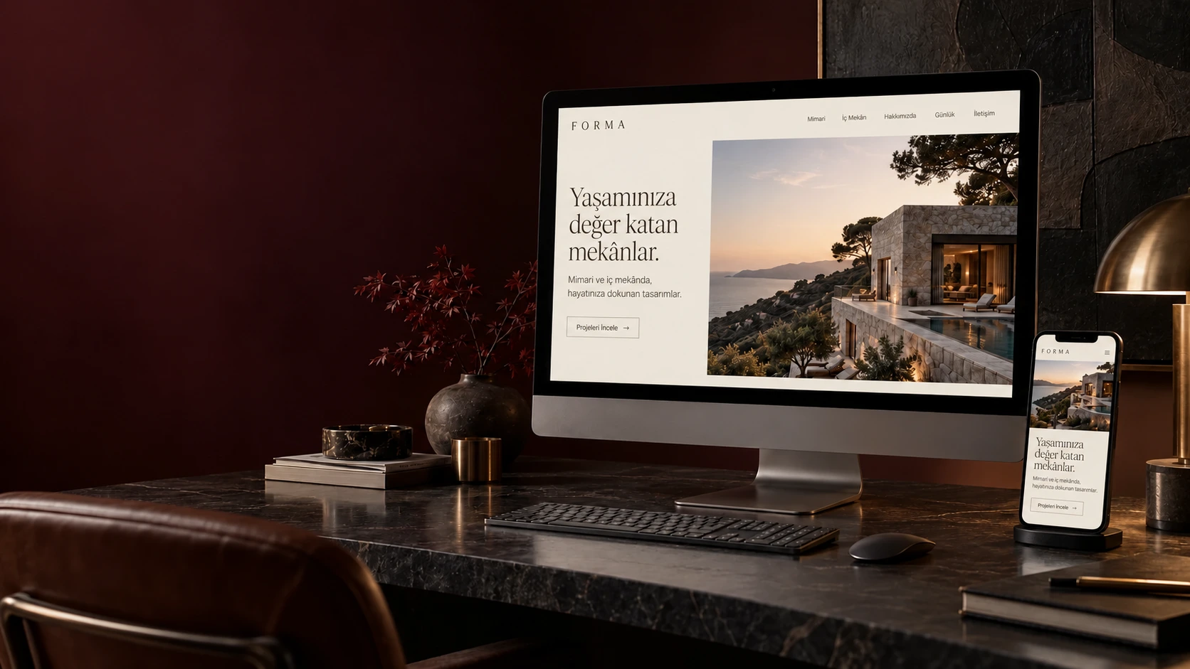 Masaüstü ve mobil ekranda web tasarım örneği