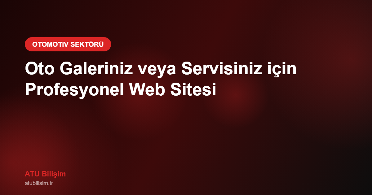 Oto Galeri ve Servisler için Web Tasarım