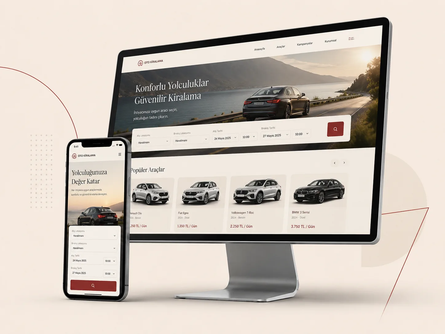 Araç Kiralama Web Sitesi web tasarım örneği