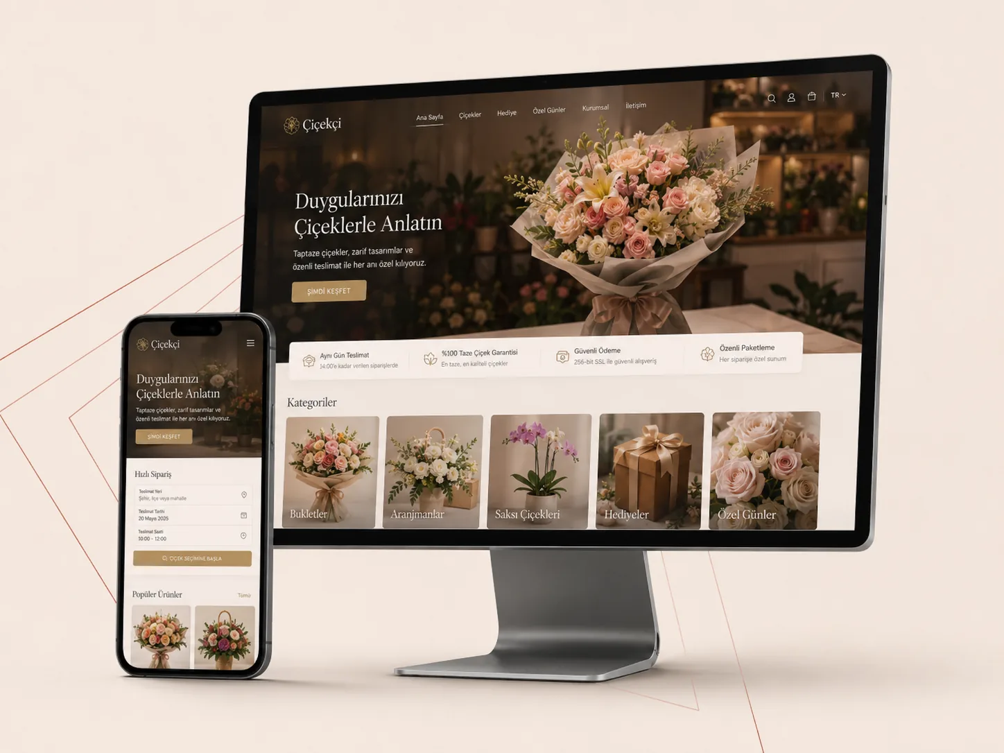 Çiçekçi E-Ticaret Web Sitesi web tasarım örneği