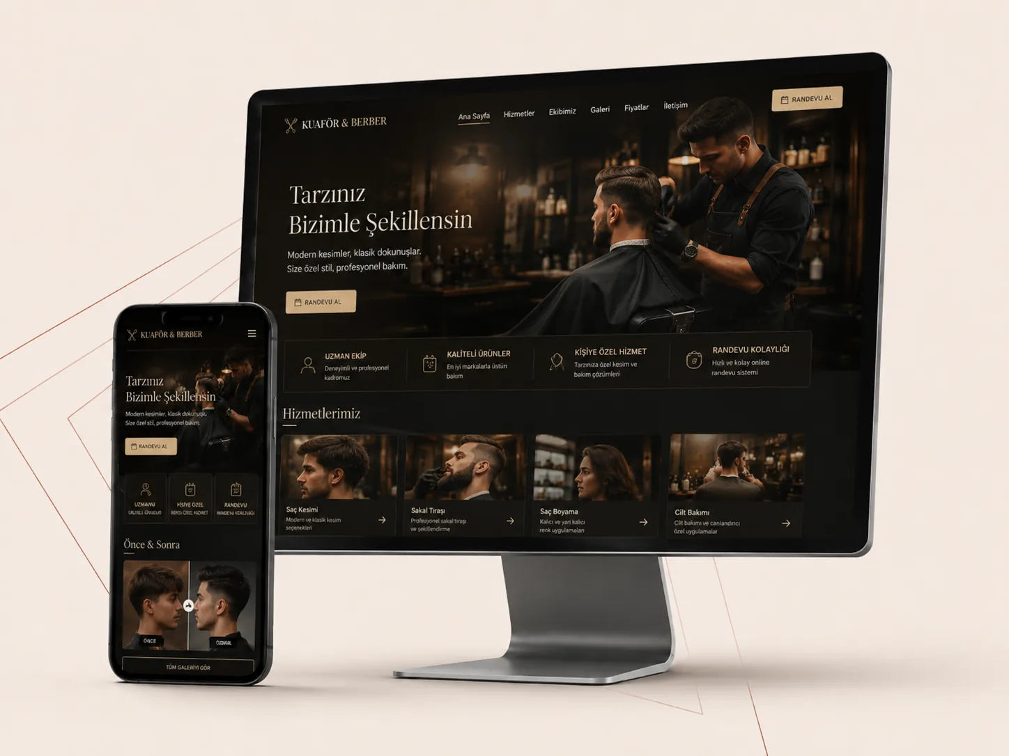 Kuaför ve Berber Web Sitesi web tasarım örneği