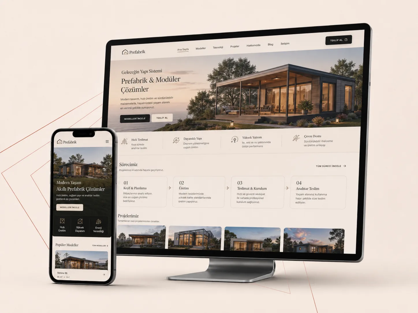 Prefabrik ve Modüler Yapı Web Sitesi web tasarım örneği