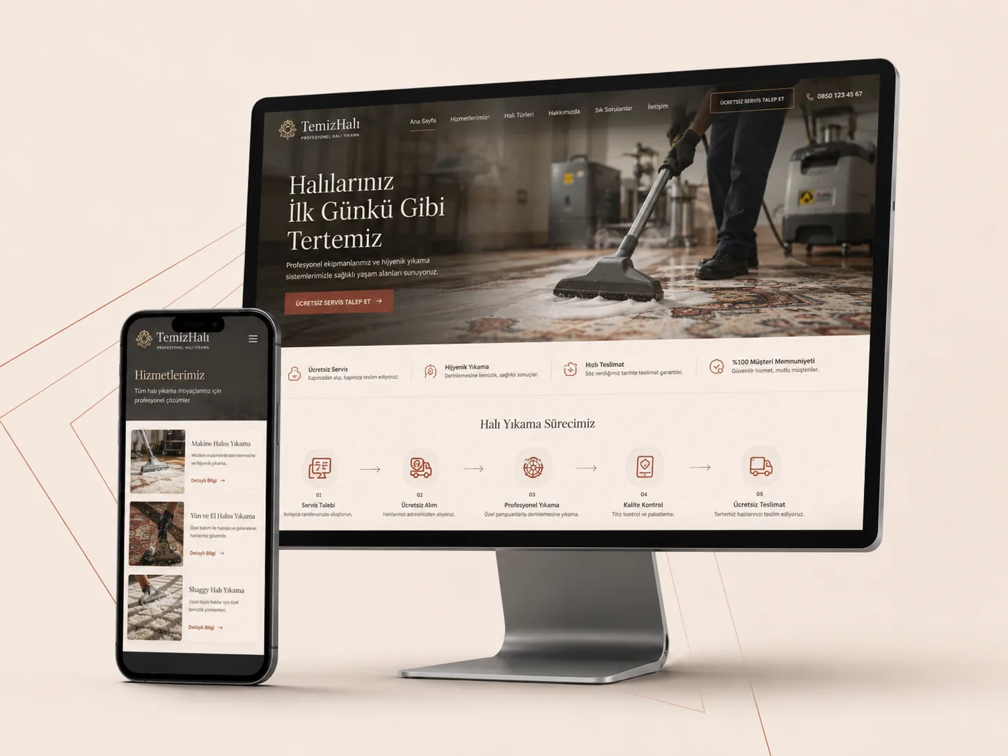Halı Yıkama Web Sitesi web tasarım örneği