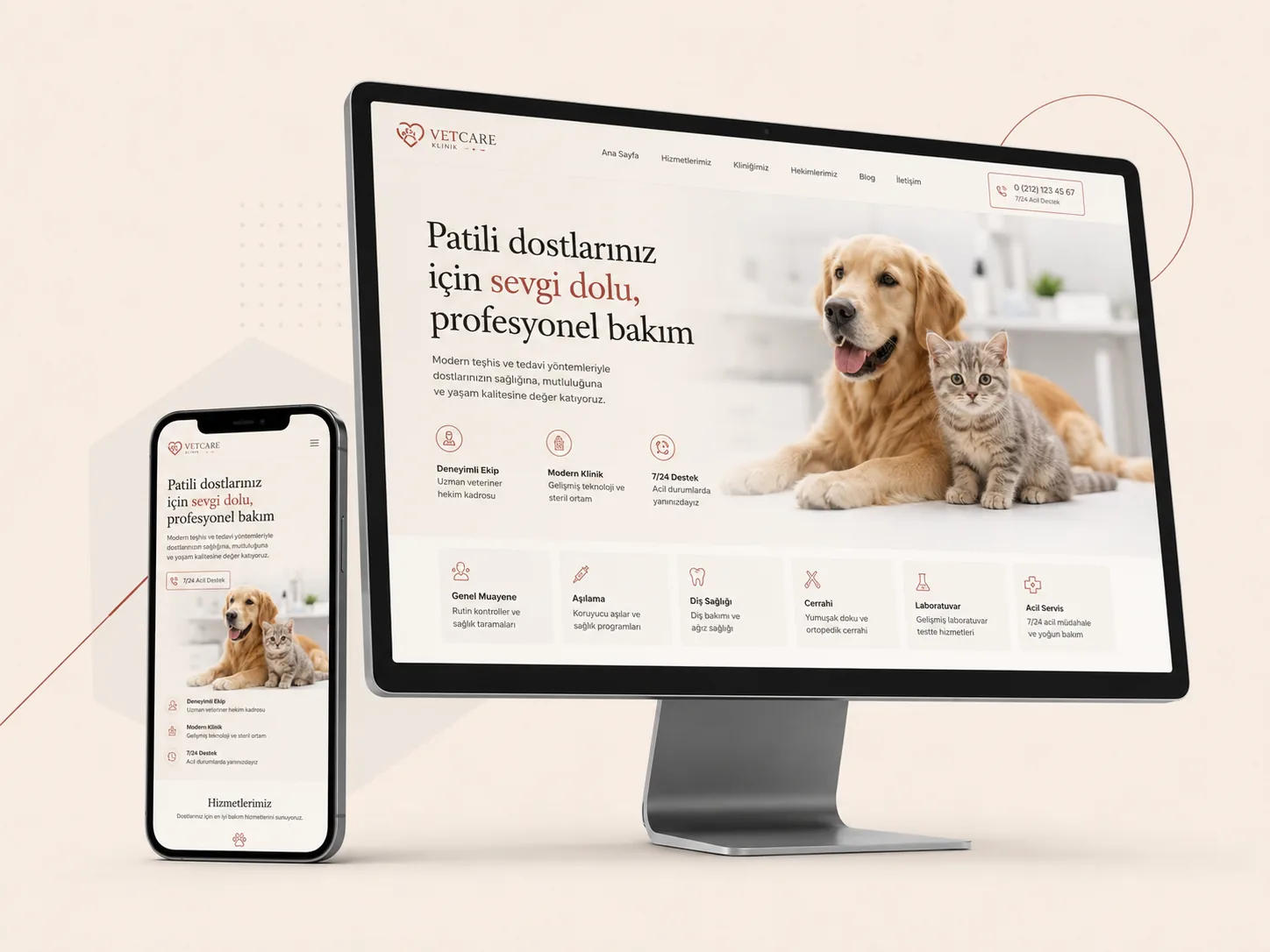 Veteriner Kliniği Web Sitesi web tasarım örneği